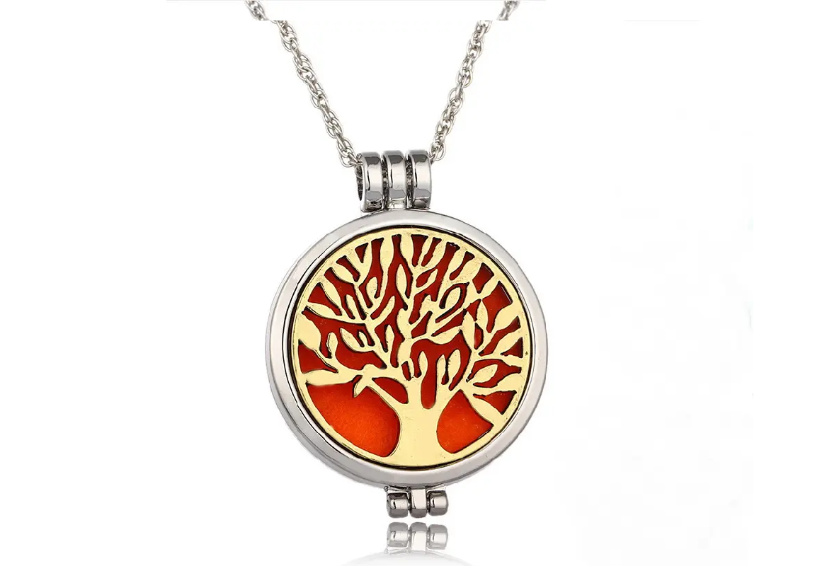 Diffuser necklace with the three of life - Gold