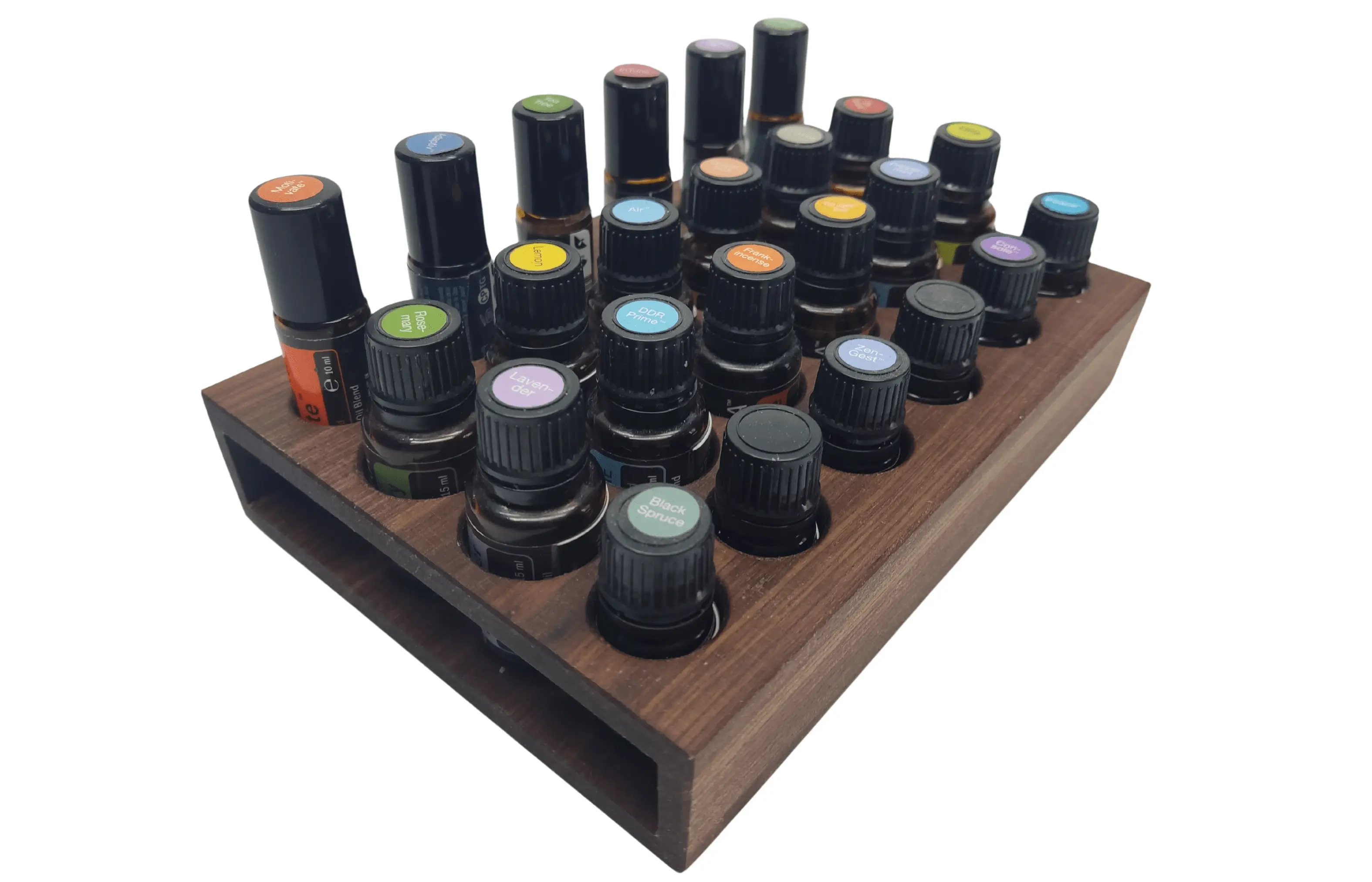 Wooden oil Rack - Walnut - 6x4 - Mixed bottles